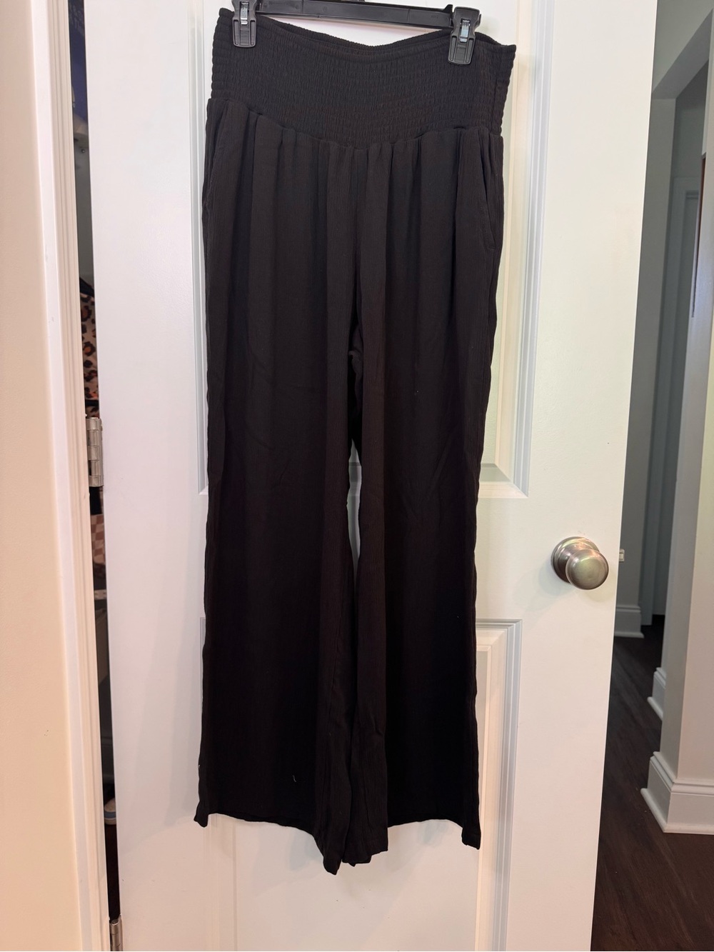 No Boundaries Black Smocked-Waist Wide Leg Pants